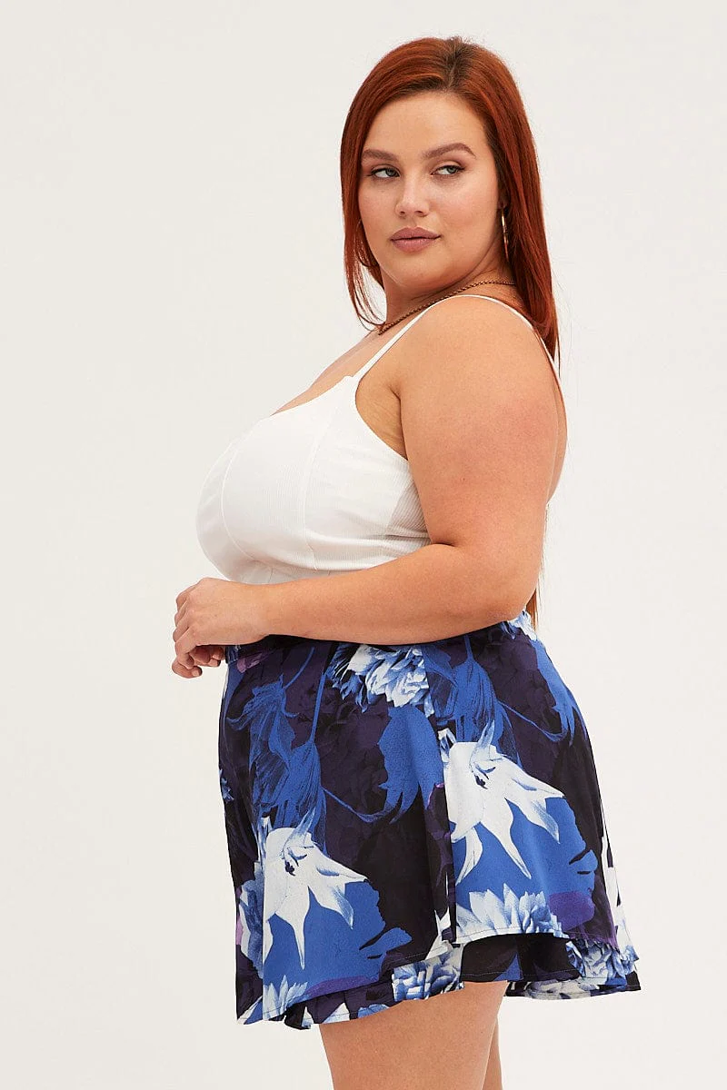 Abstract Print Layered Shorts High Rise - Image 4