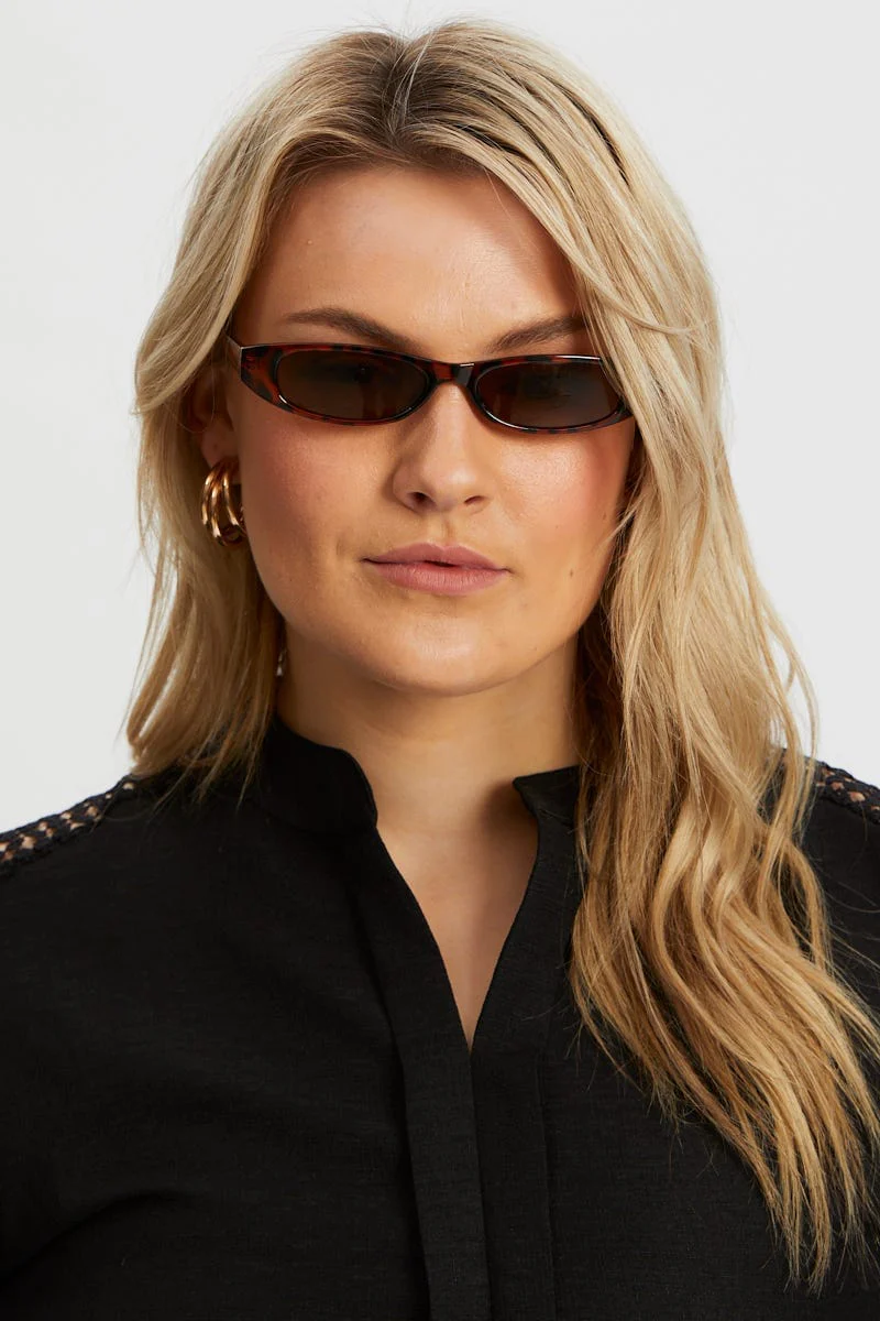 Animal Print Cat Eye Frame Acrylic Sunglasses - Image 2