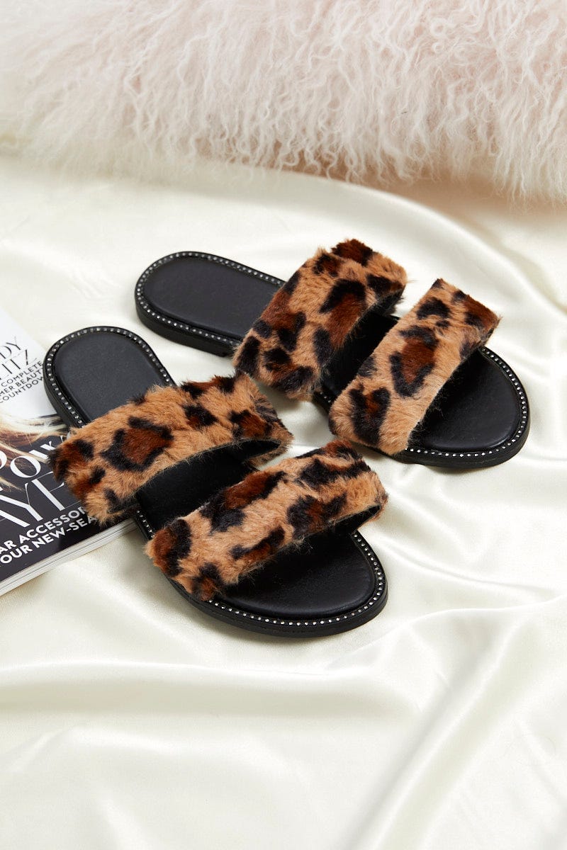 Animal Print Faux Fur Slides - Image 2