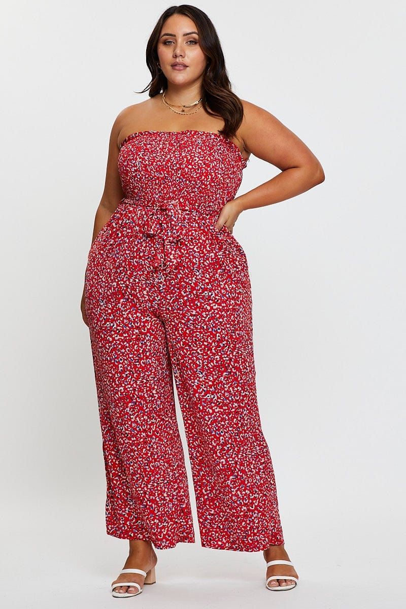 Animal Print Jumpsuit Strapless Waist Tie - Image 3