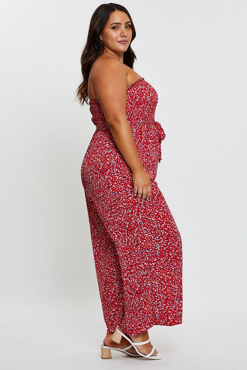 Animal Print Jumpsuit Strapless Waist Tie - Image 4
