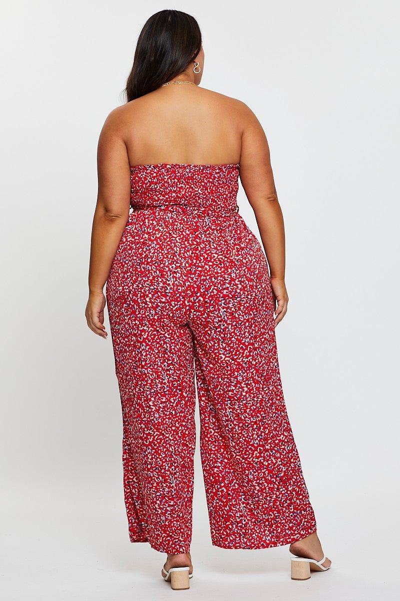 Animal Print Jumpsuit Strapless Waist Tie - Image 5