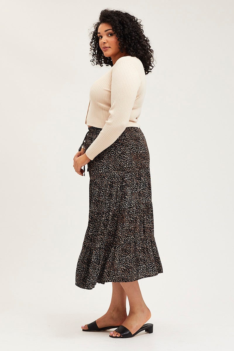 Animal Print Maxi Skirt Elastic Waist - Image 4