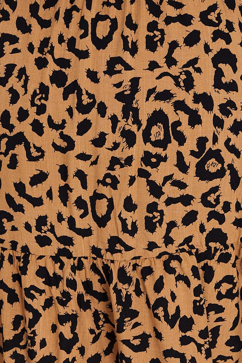 Animal Print Midi Dress V-neck Long Sleeve - Image 6