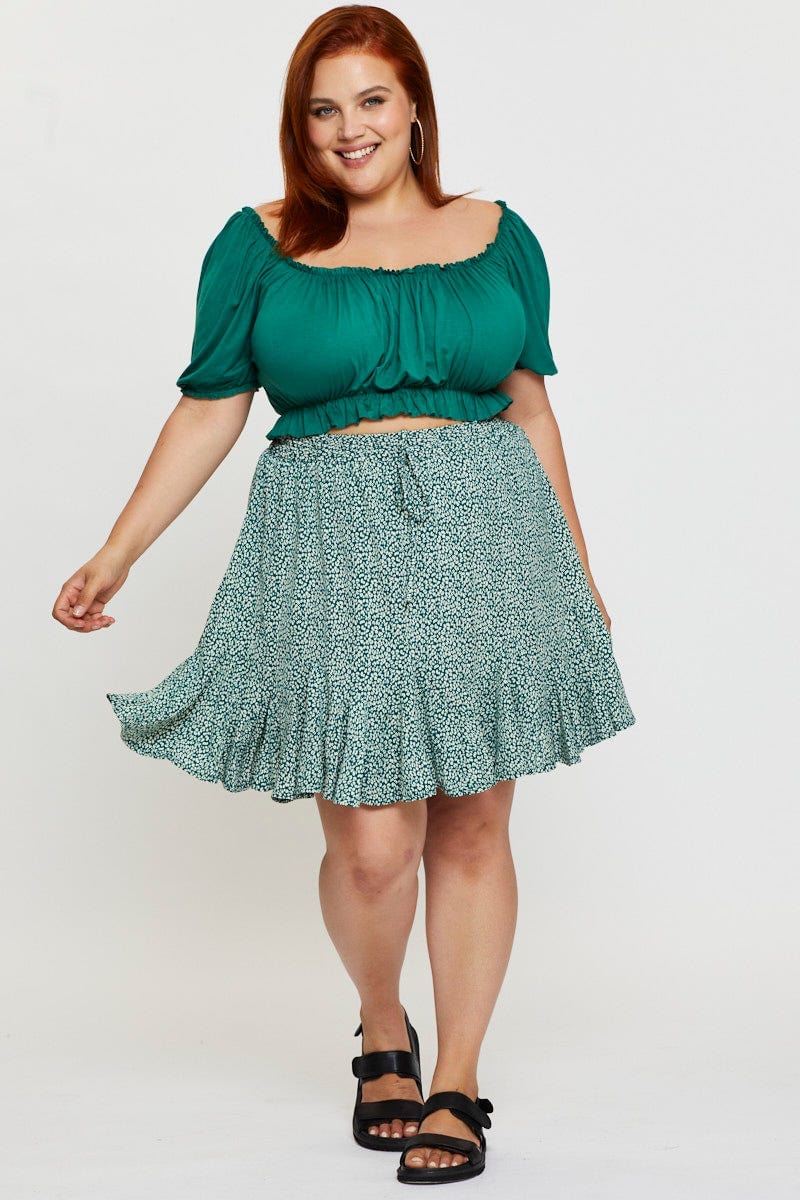 Animal Print Mini Skater Skirt Ruffle Hem - Image 3