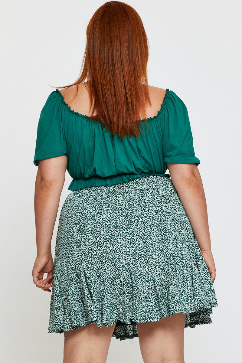 Animal Print Mini Skater Skirt Ruffle Hem - Image 5