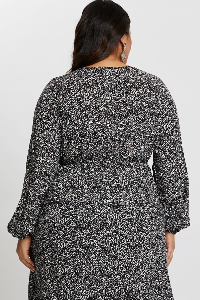 Animal Print Peplum Blouse - Image 3