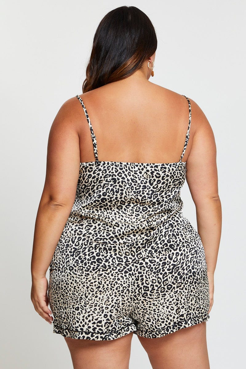 Animal Print Pj Piping Satin Pyjama Set - Image 5