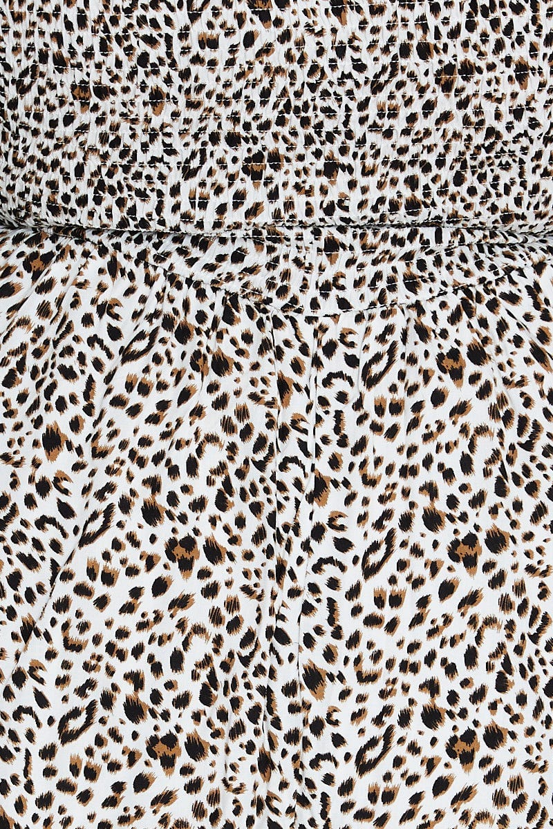 Animal Print Playsuit Square Neck Long Sleeve - Image 6