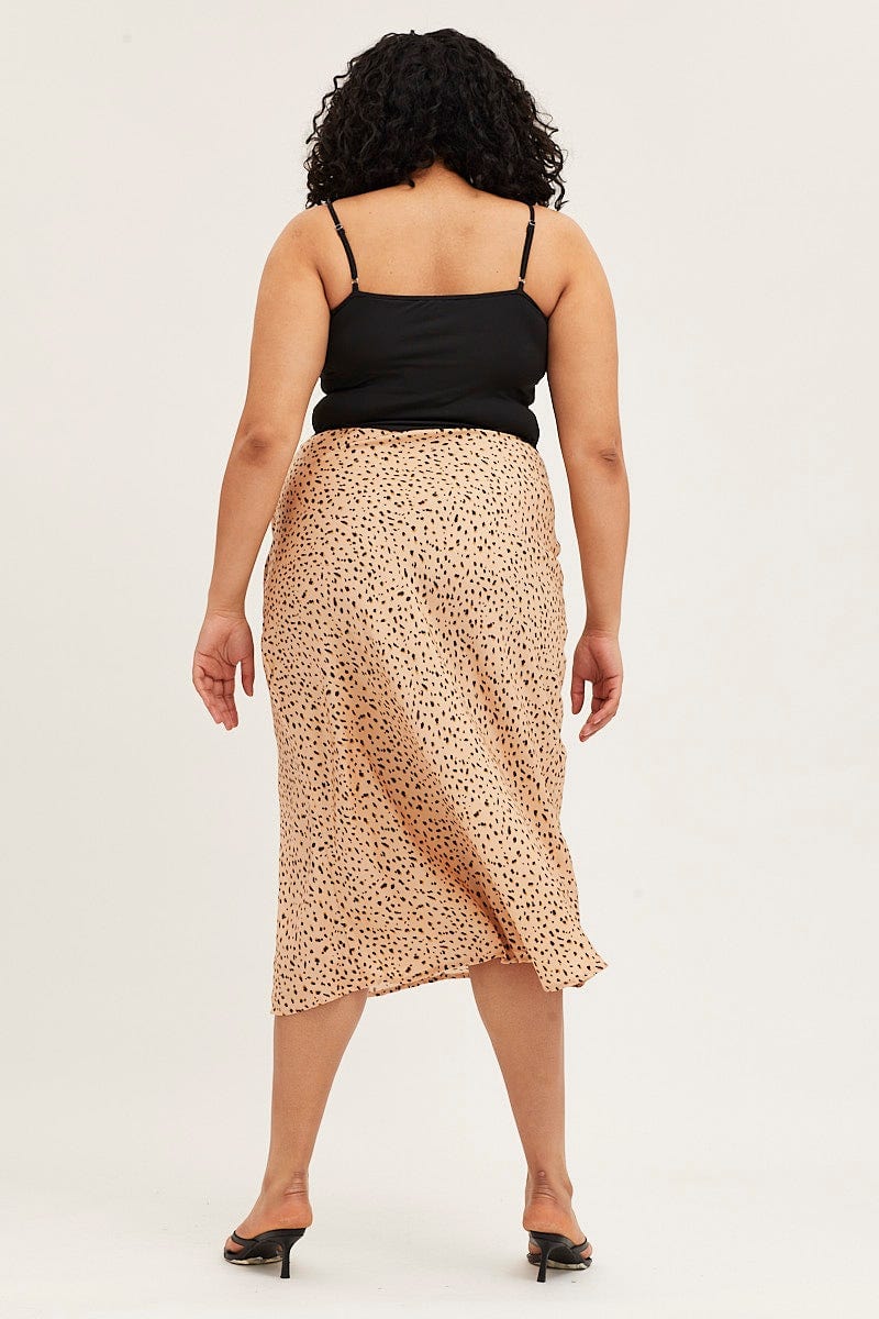 Animal Print Satin Slit Midi Skirt - Image 5
