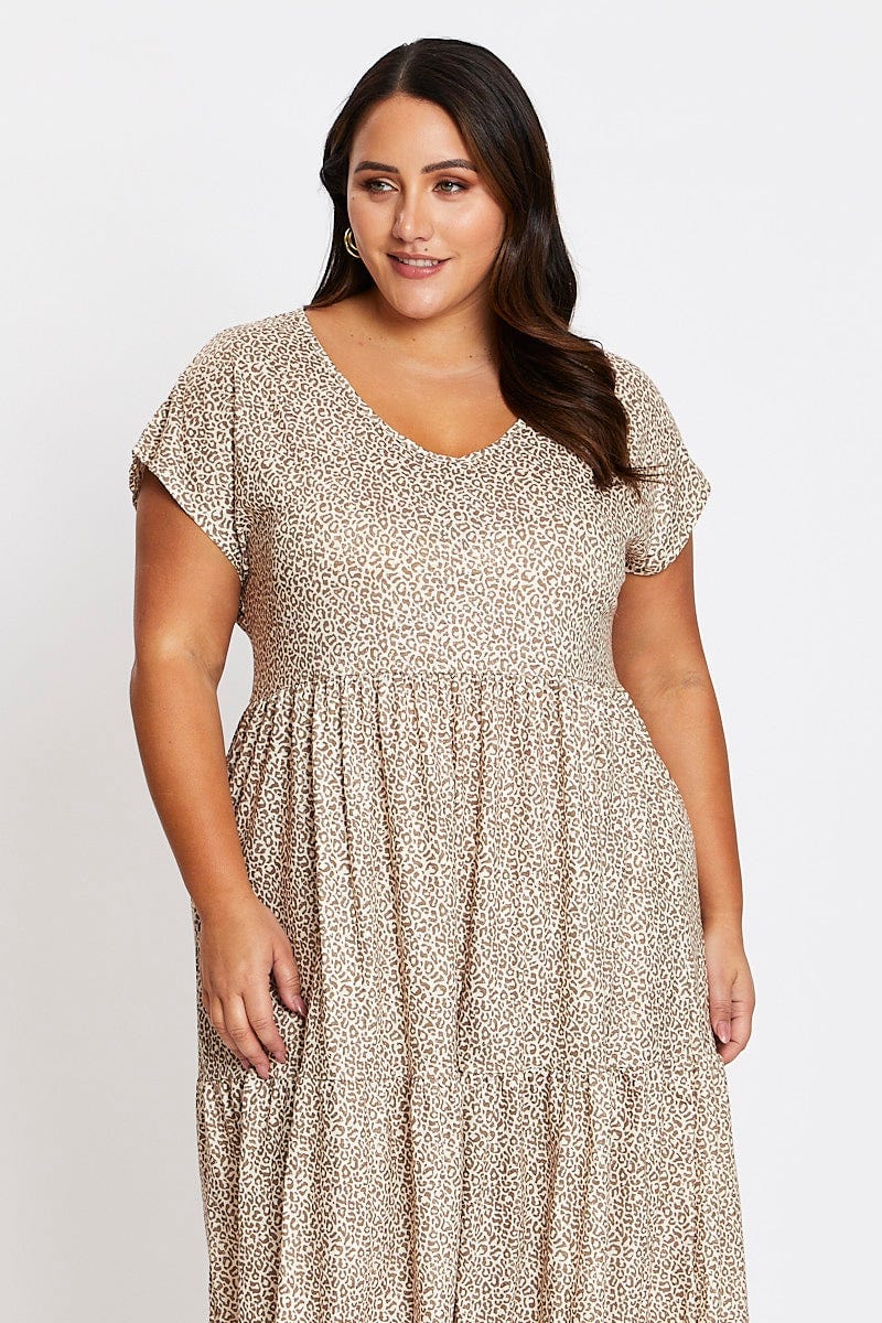 Animal Print Short Sleeve Leopard Dress - Image 2