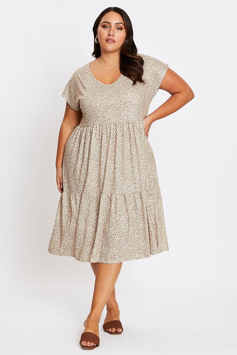 Animal Print Short Sleeve Leopard Dress - Image 3
