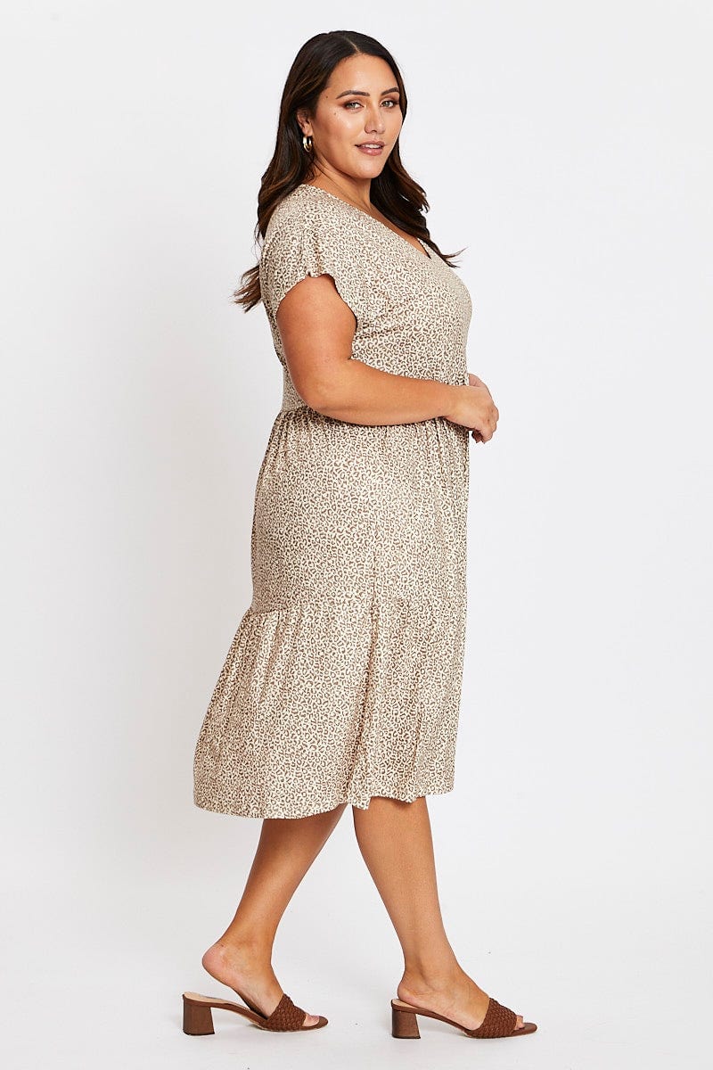 Animal Print Short Sleeve Leopard Dress - Image 4