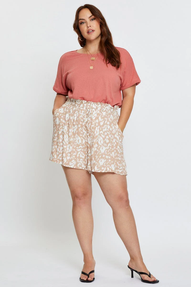 Animal Print Shorts High Rise Elastic Waist - Image 3