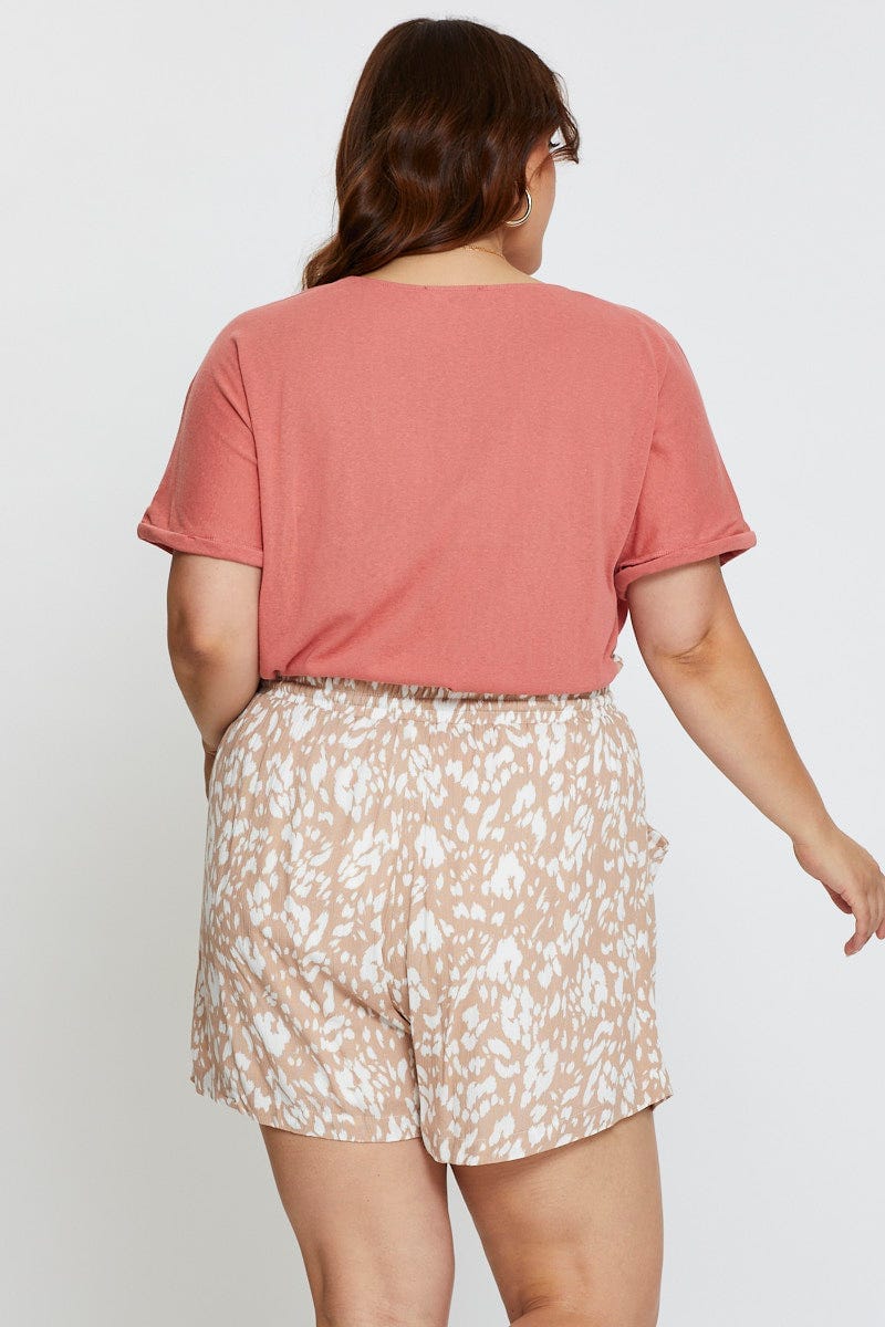 Animal Print Shorts High Rise Elastic Waist - Image 5
