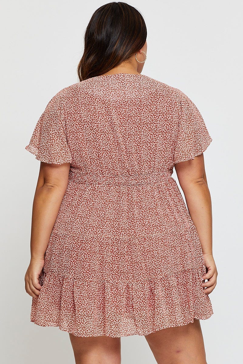 Animal Print Skater Dress V-neck Short Sleeve - Image 5