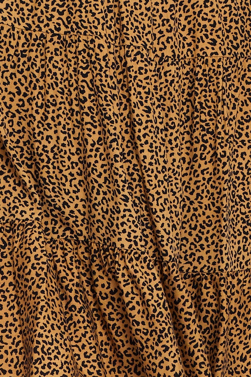 Animal Print Skater Dress V-neck Sleeveless Tie - Image 6