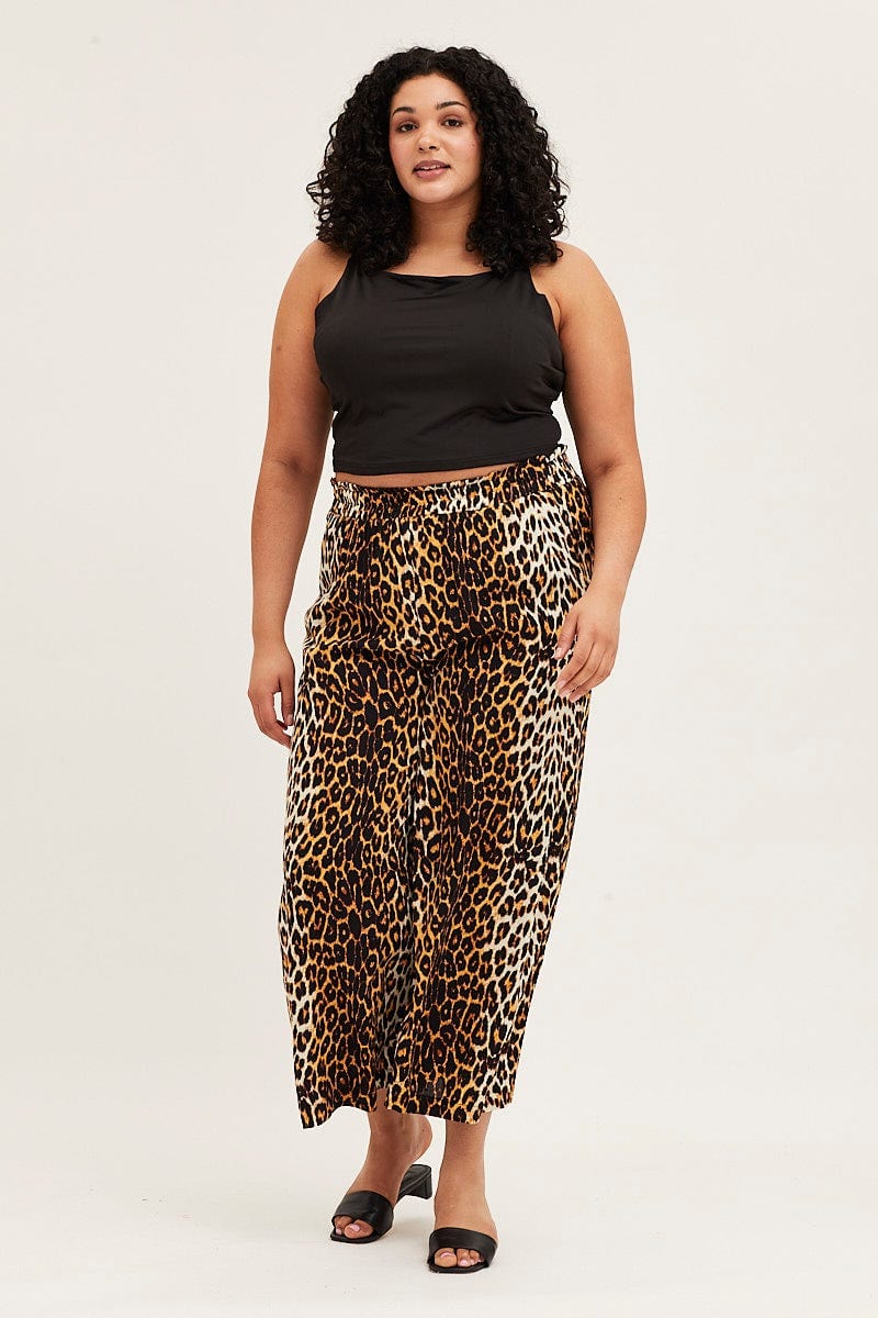 Animal Print Wide Leg Pants High Rise Full Length - Image 3