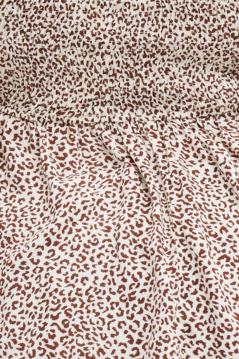 Animal Print Wing Sleeve Ruched Peplum Top - Image 6