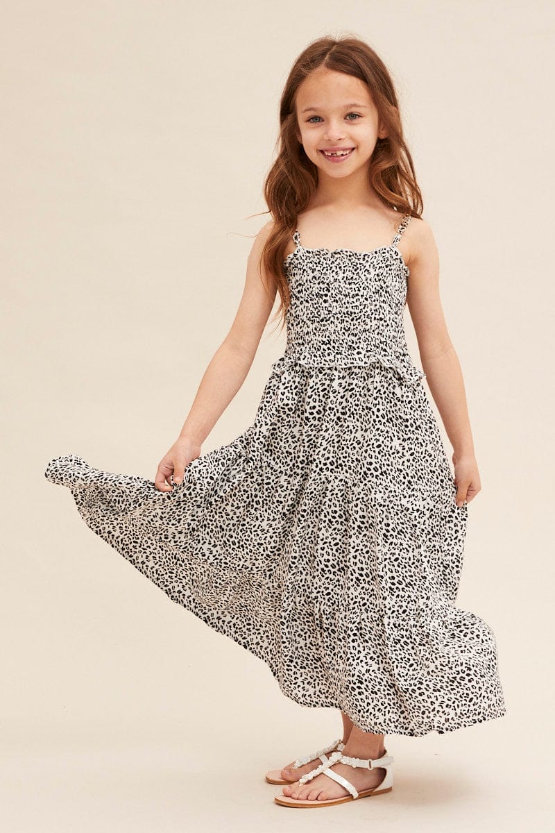 Animal Print Kids Midi Dress Singlet Tiered - Image 2