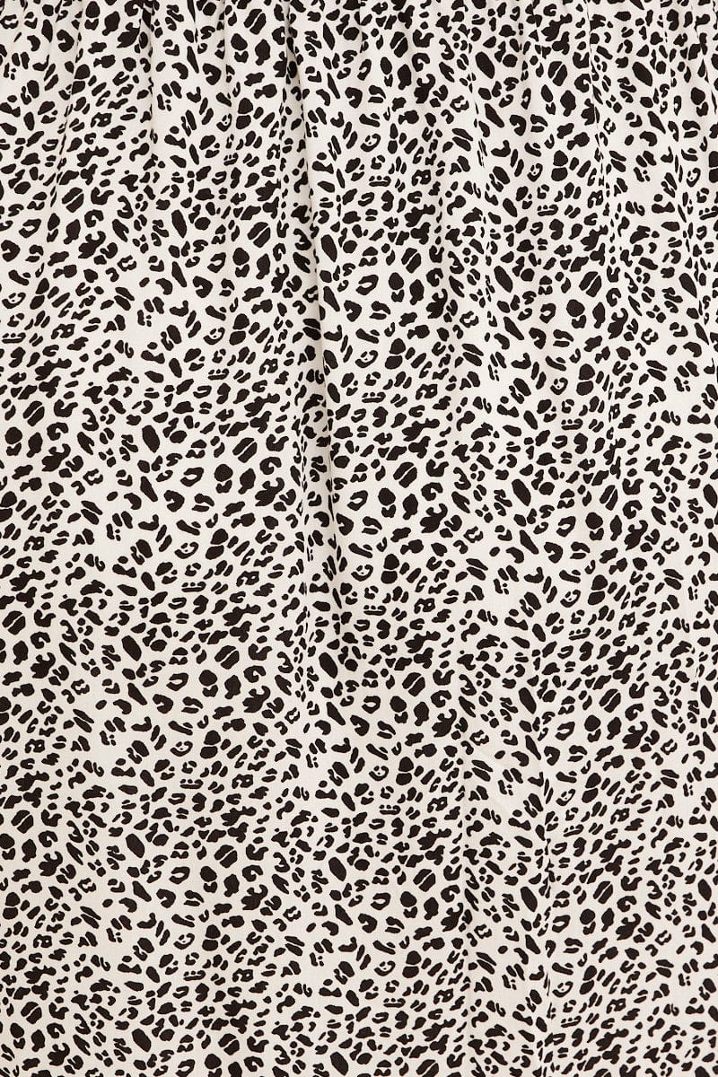 Animal Print Midi Dress Short Sleeve Shirred Off Shoulder - Image 6