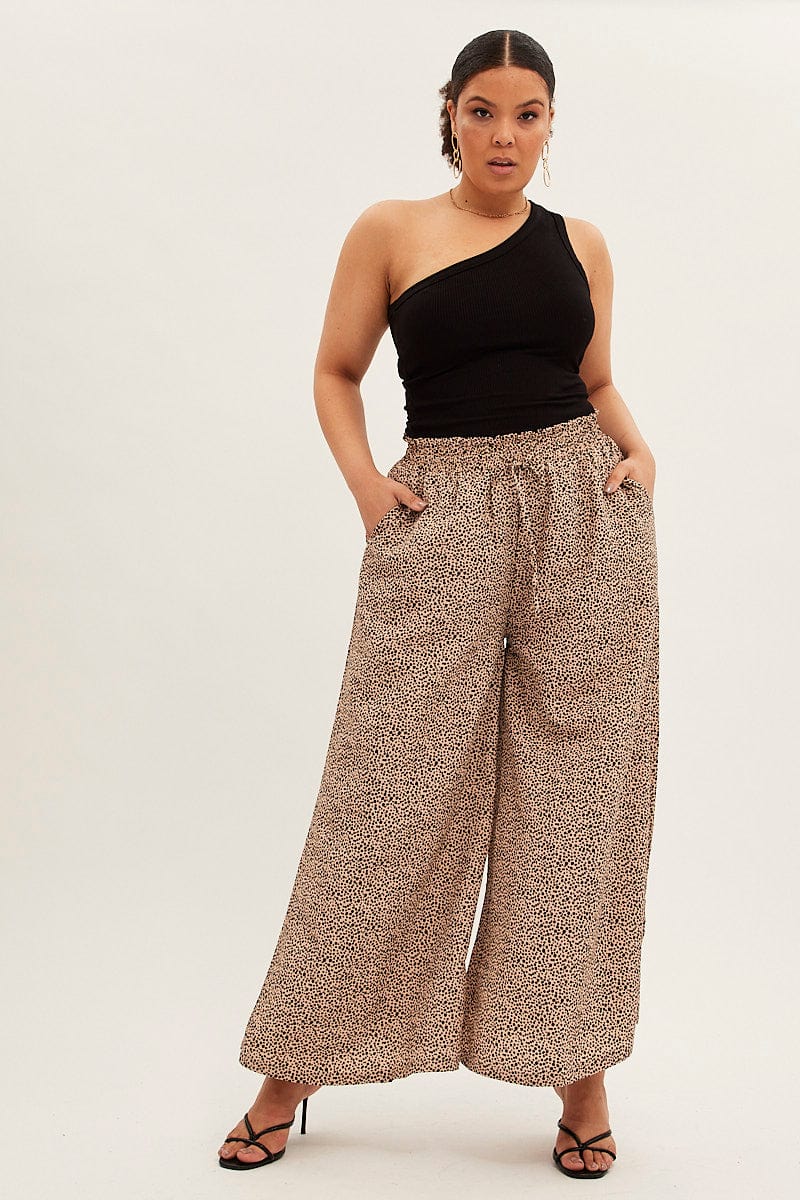 Animal Print Wide Leg Pants High Rise - Image 3