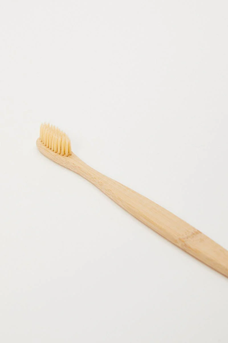 Beige Bamboo Toothbrush Biodegradable - Image 3