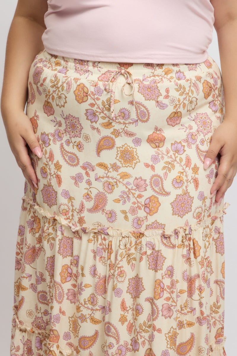 Beige Boho Tiered Maxi Skirt - Image 6