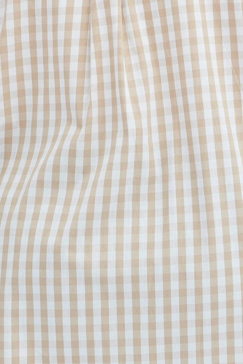 Beige Check Relaxed Shirt Long Sleeve Mixed Check - Image 6