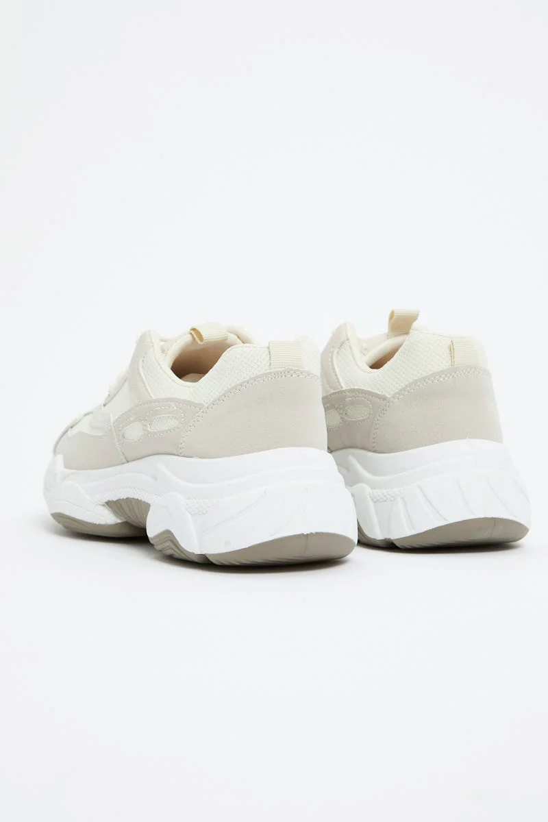 Beige Colourblock Chunky Sneakers - Image 3
