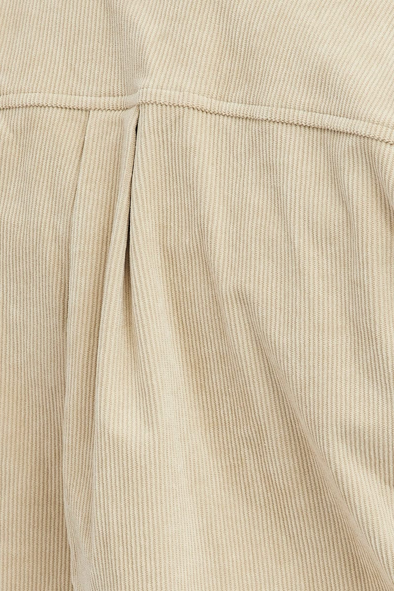 Beige Cord Crop Jacket Long Sleeve - Image 6