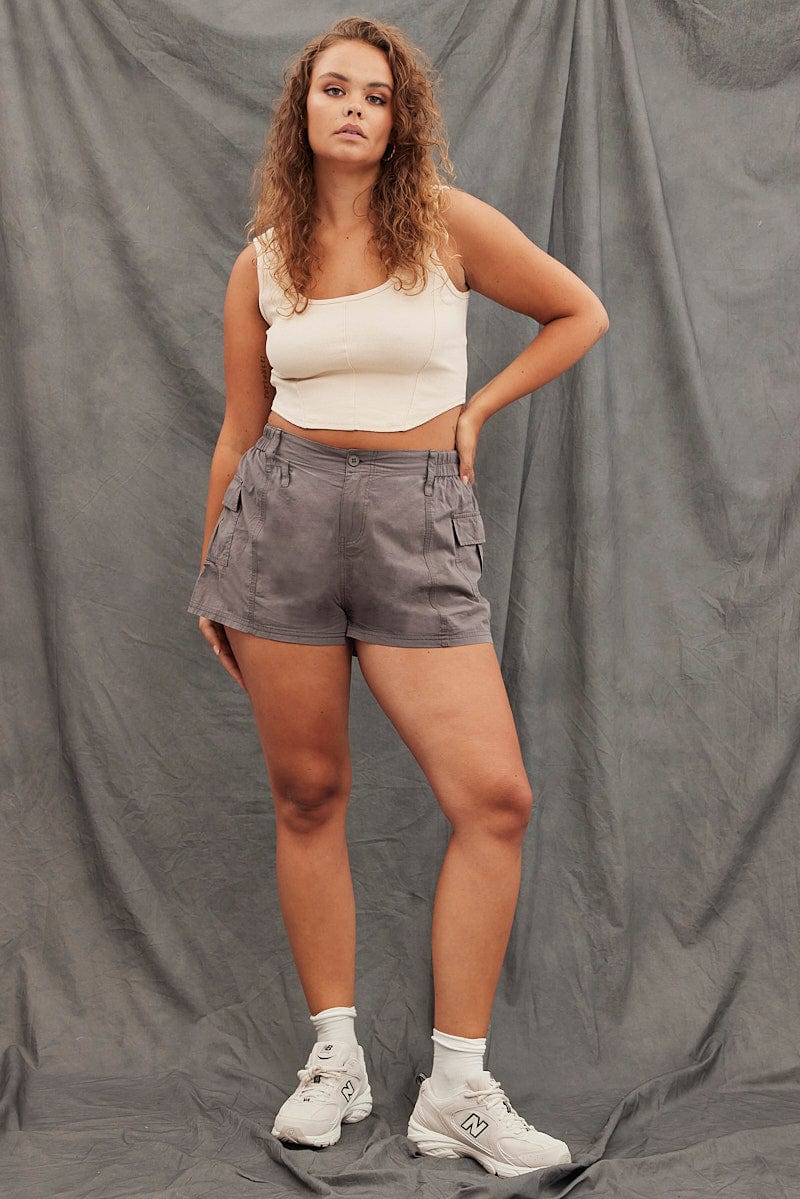 Beige Corset Top Sleeveless Scoop Neck - Image 3