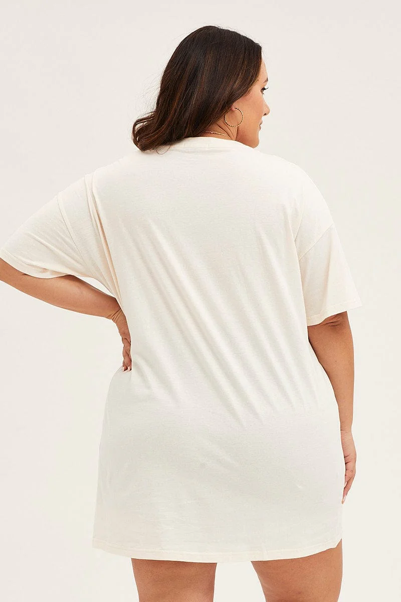 Beige Crew Neck Short Sleeve Graphic T-shirt - Image 8