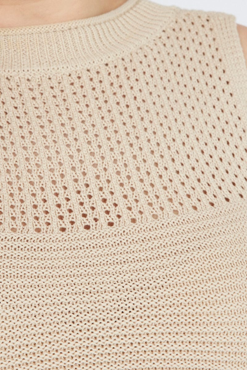 Beige Crochet Knit Tank Top - Image 6