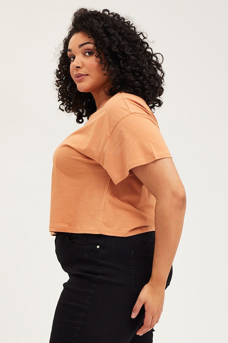 Beige Crop T-shirt Portland Embroidered Cotton Semi - Image 4