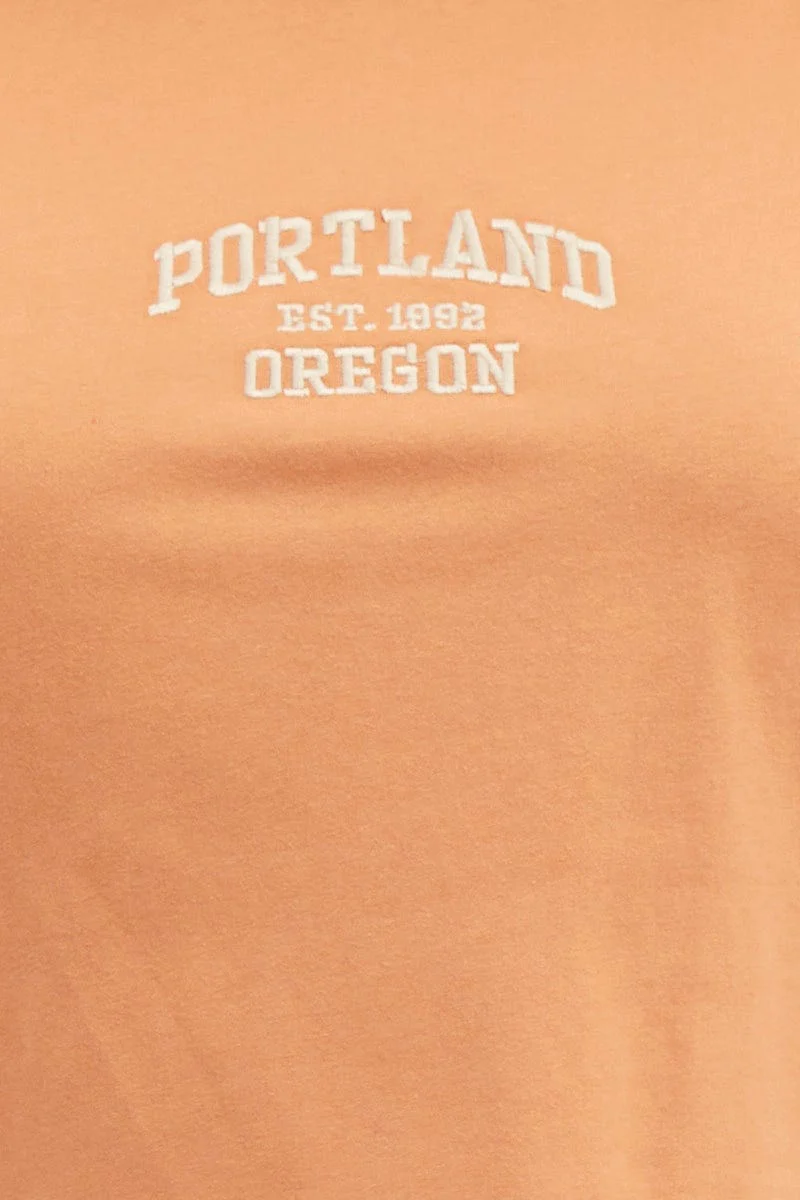 Beige Crop T-shirt Portland Embroidered Cotton Semi - Image 6