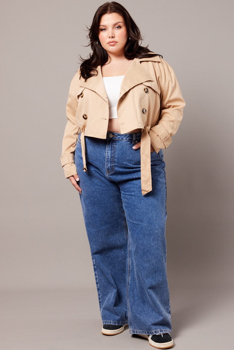 Beige Crop Trench Coat - Image 3