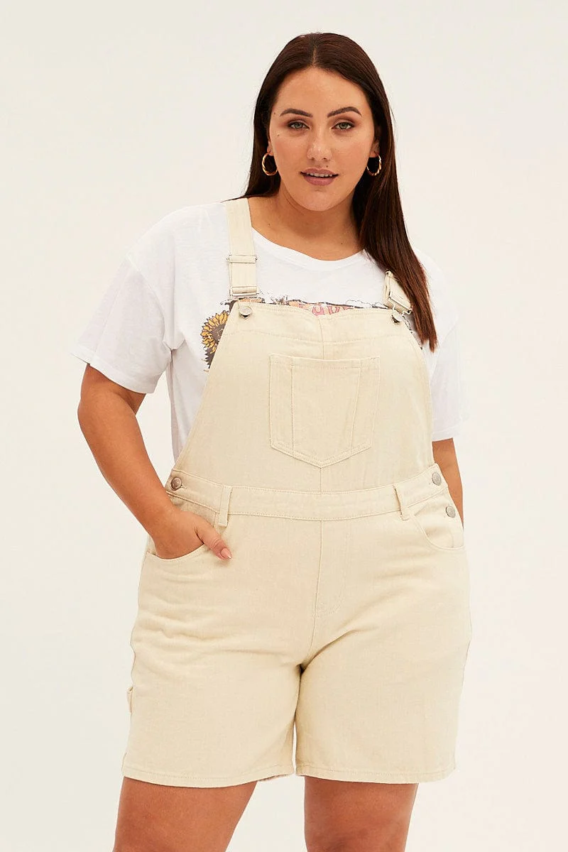 Beige Denim Overall - Image 2