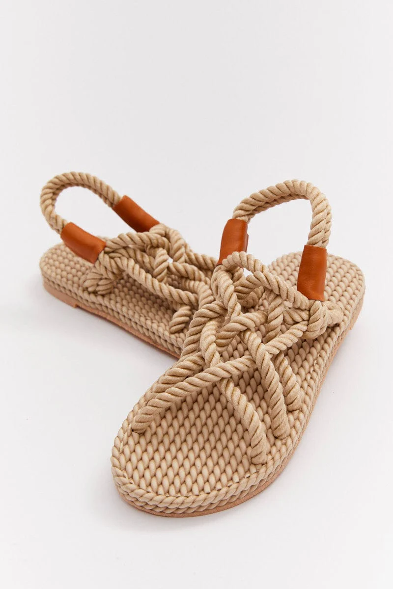 Beige Flat Rope Sandals - Image 3