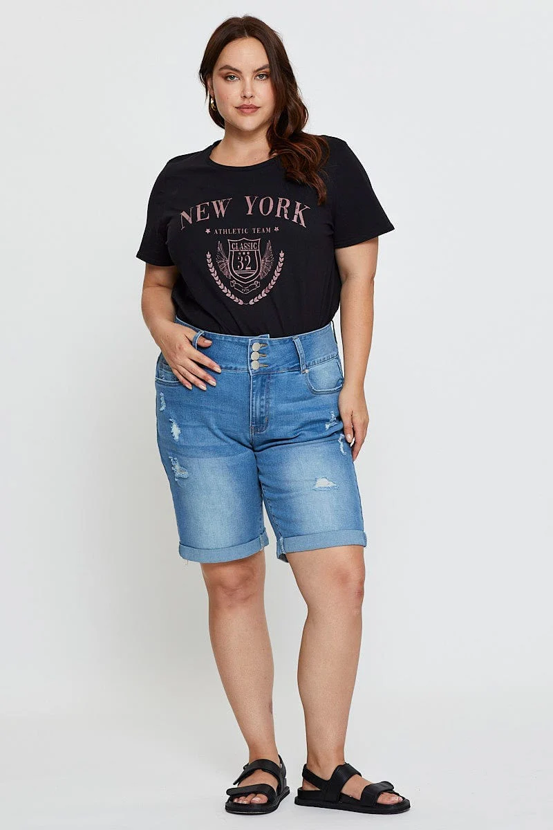 Beige Graphic T-shirt New York Crew Neck Short Sleeve - Image 4