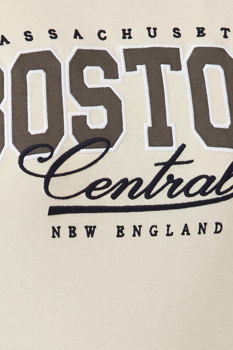 Beige Graphic T-shirt Short Sleeve Crew Neck - Image 6