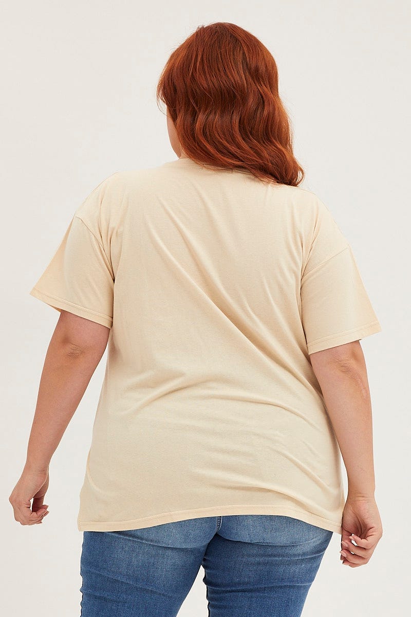 Beige Graphic T-shirt Thunder Motor Short Sleeve Cotton - Image 5