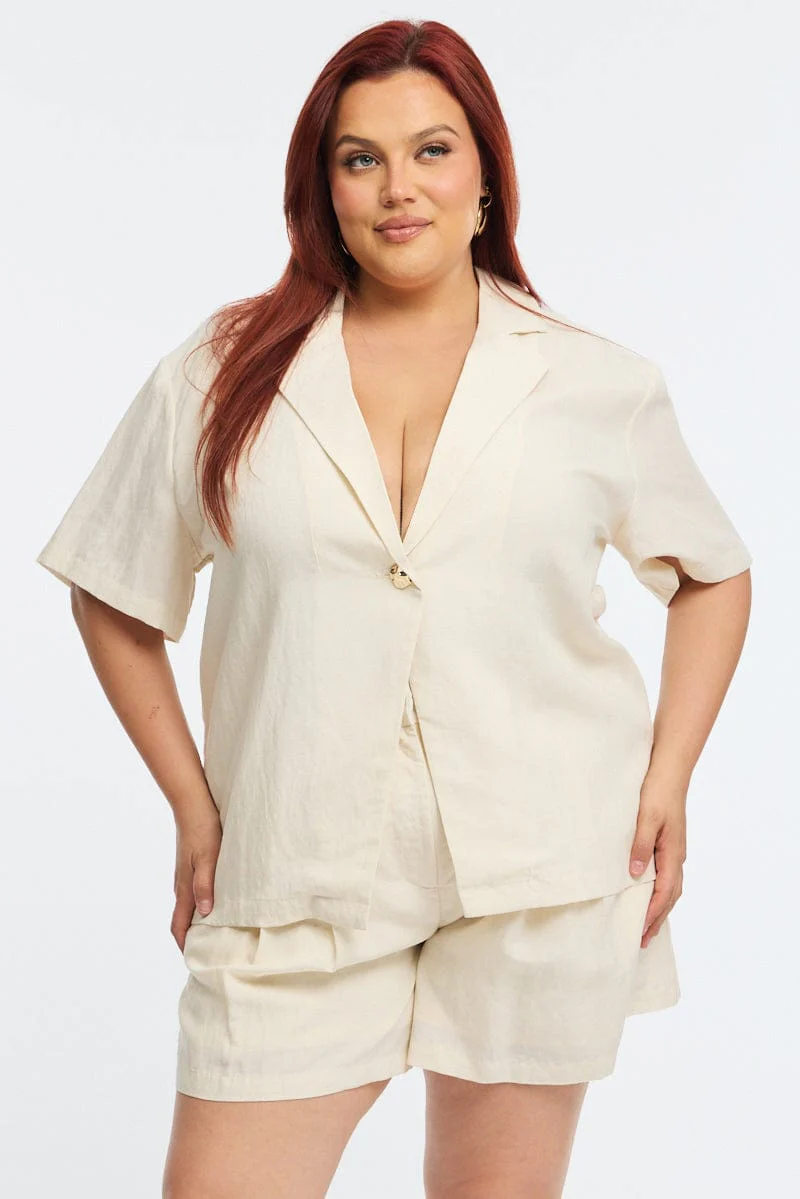 Beige Jacket Short Sleeve