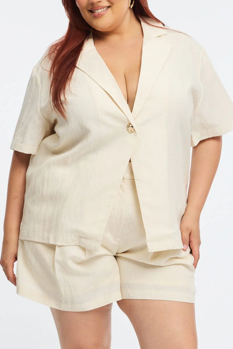 Beige Jacket Short Sleeve - Image 5