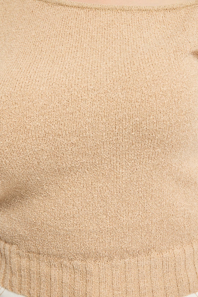 Beige Knit Top One Shoulder - Image 5