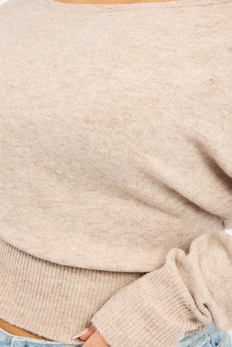 Beige Knit Top One Shoulder - Image 5