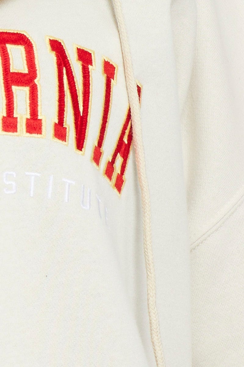 Beige Long Sleeve California Graphic Zip Sweat Top - Image 6