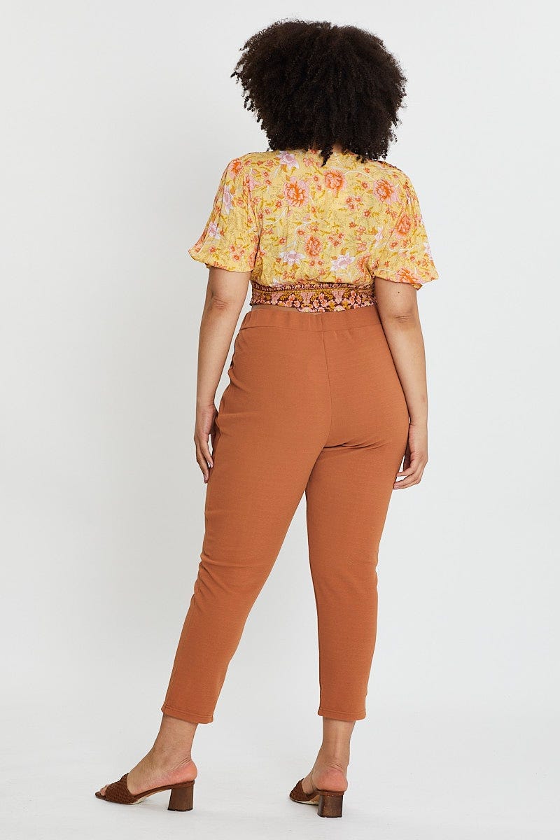 Beige Mid Rise Black Slim Pants - Image 5