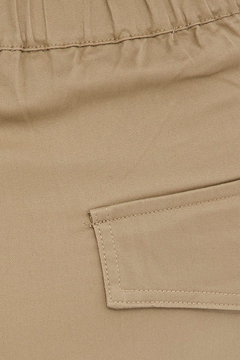 Beige Mid Rise Wide Leg Cargo Pants - Image 6