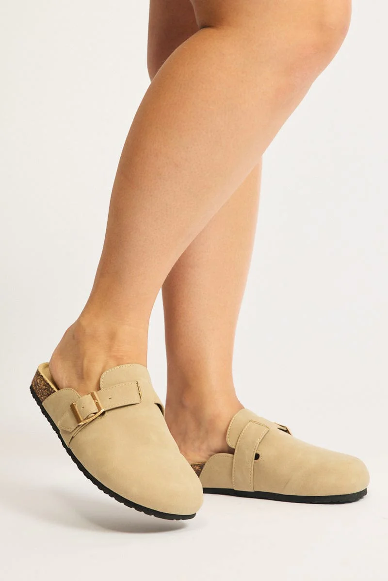 Beige Mule Clogs